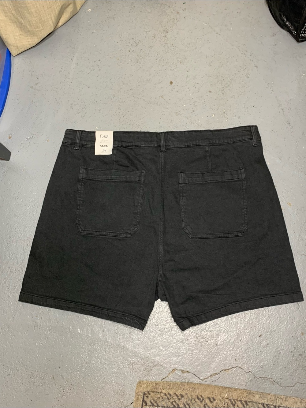 Dex SARA High-Rise Denim Shorts Sz 24 Washed Black Mom Utility Shorts 90s Style - Picture 11 of 12